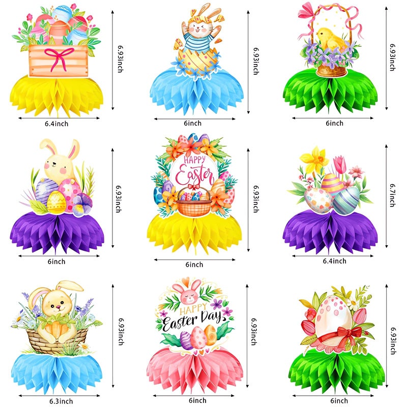Jamonxi Easter Party Decorations Supplies for Table, Cute Bunny Rabbits Chick Eggs Colorful Honeycomb Centerpiece Table Decorations for Home Dining Room Indoor Outdoor, Easy To Use - Image 5
